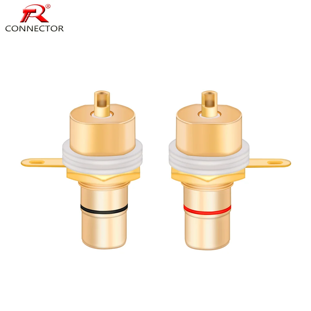 1 par de enchufes hembra RCA Lotus chapados en oro, terminales de Audio HIFI, enchufe RCA de entrada de CD amplificador, RCA chapado en rodio para opciones