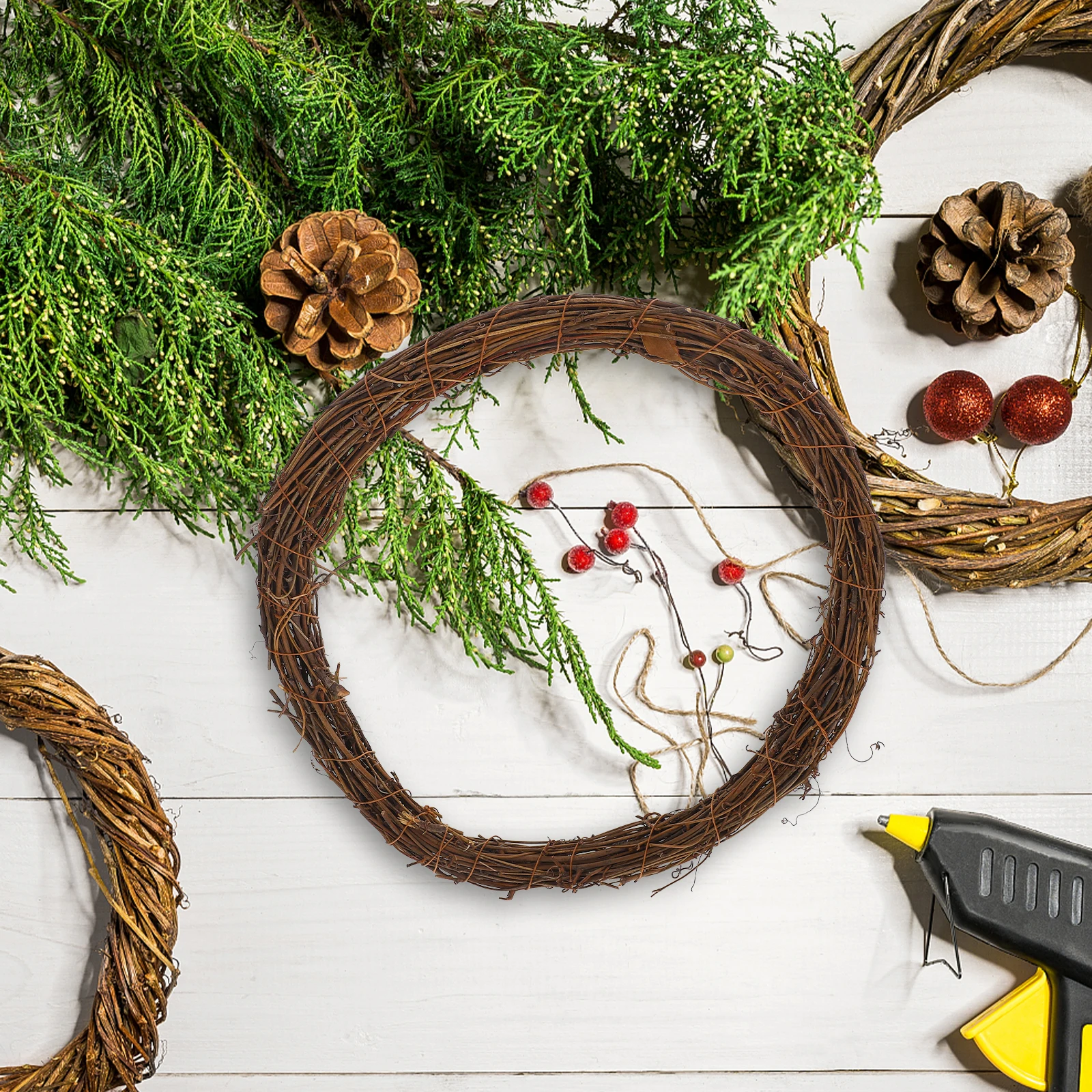 

Rattan Garland Christmas Wreath Grape Vine Wooden Grapevine Twig Decorative Craft Frames Holiday Seasonal