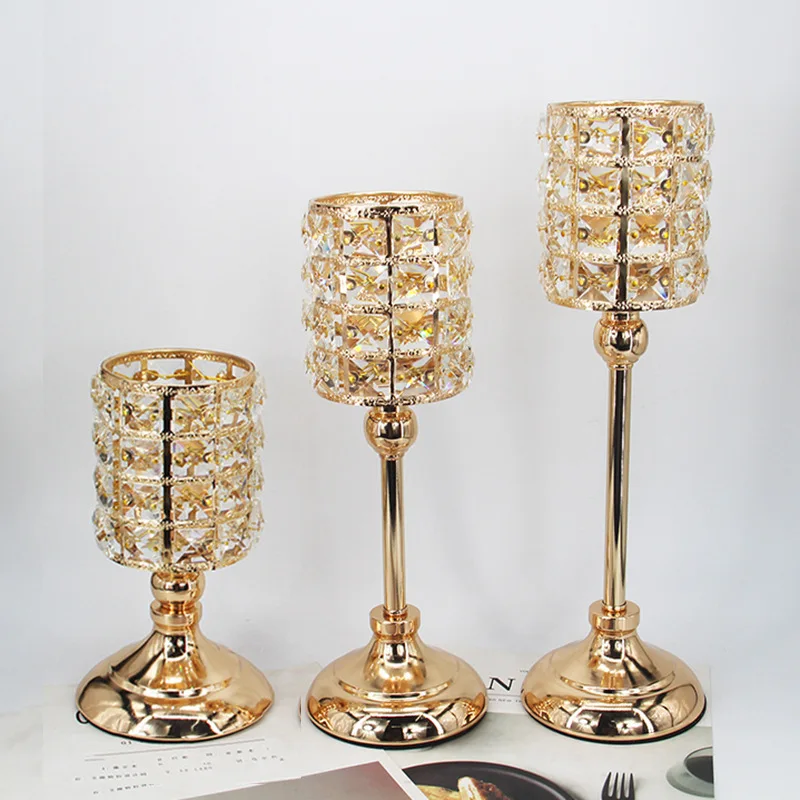 3pcs Wedding single-headed candlestick Christmas props Crystal handicrafts ornaments Home model room decoration