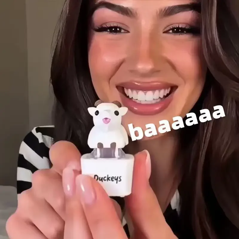Cute Little Lamb with Sound and LED Lights, Rechargeable Keychain, Fun Goat Keyboard Knocker To Relieve Stress