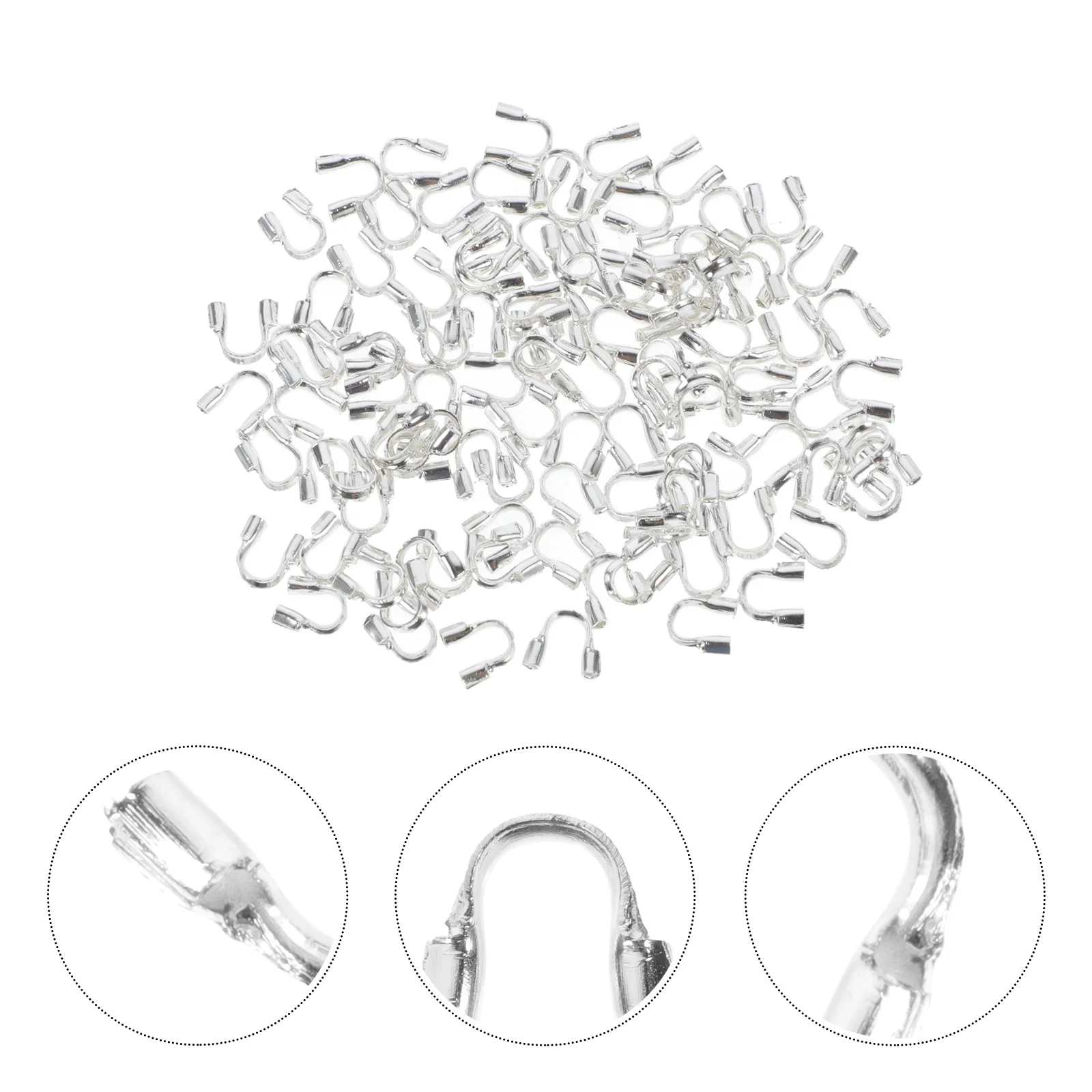 

100 Pcs U-shaped Buckle Accessories Wire Cable Protectors Shield Silver DIY Necklace Supplies Bracelet Clasp