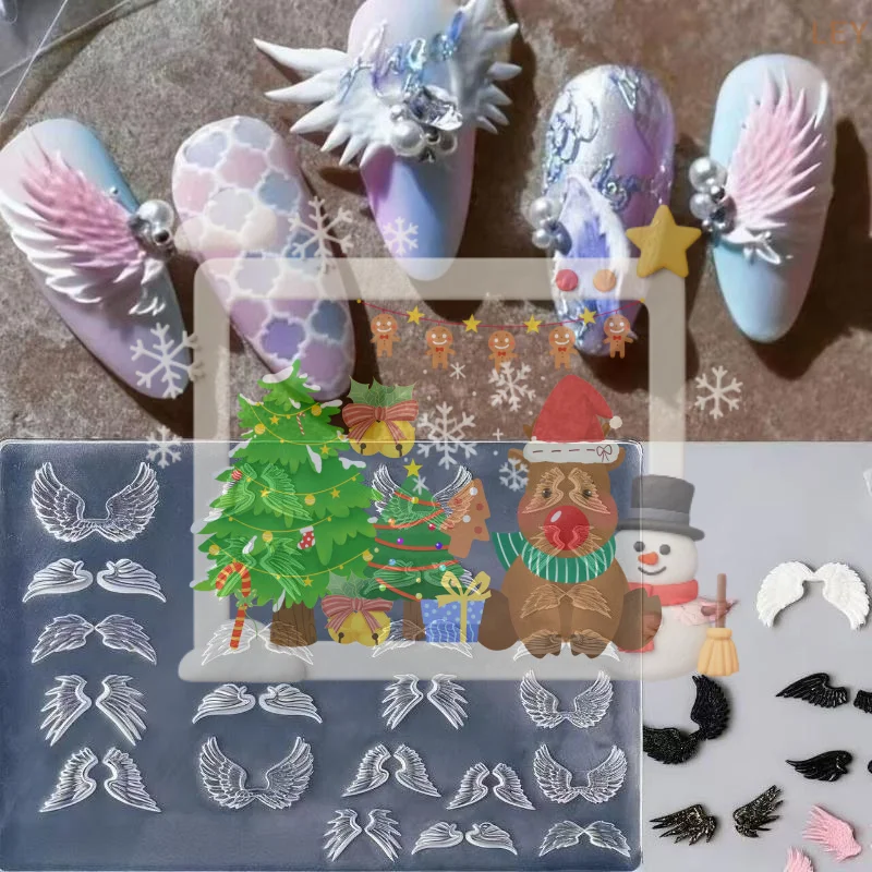 

3D-форма для ногтей в виде крыльев ангела, силиконовый шаблон в форме пера, многоразовая силиконовая форма для ногтей, инструменты для создания дизайна ногтей своими руками, украшения для ногтей