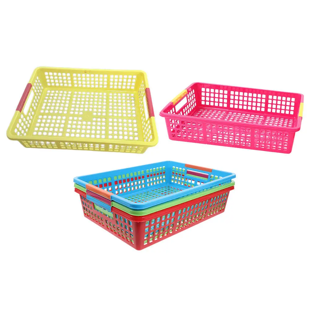 

5Pcs Stackable Plastic Storage Baskets Colorful Paper Document Organizers Desktop Boxes for Classroom Office Home