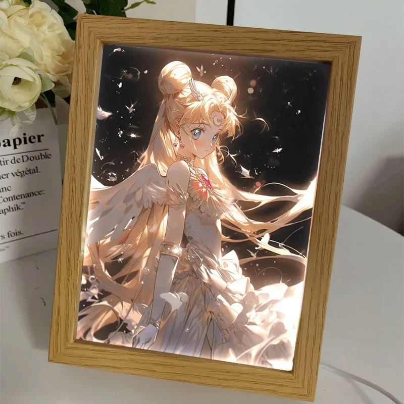 Cartoon Anime Sailor Moon Light Painting Bedroom Bedhead NightLight Ornament Creative Photo Frame draw Decoration Christmas Gift