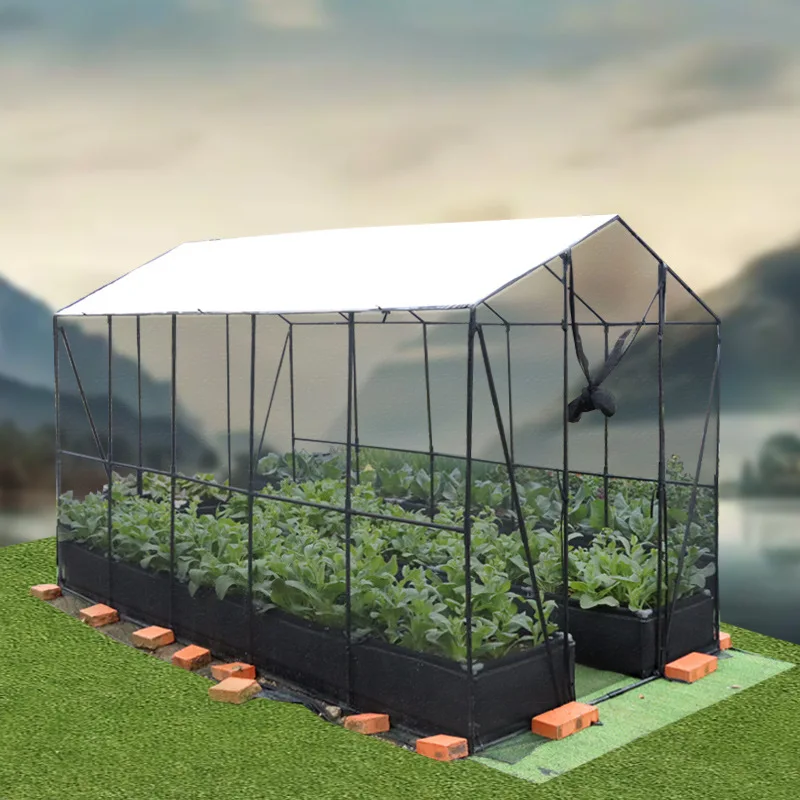 

Plastic coated iron pipe support insect net tower type vegetable greenhouse flower room, insulation and rain protection