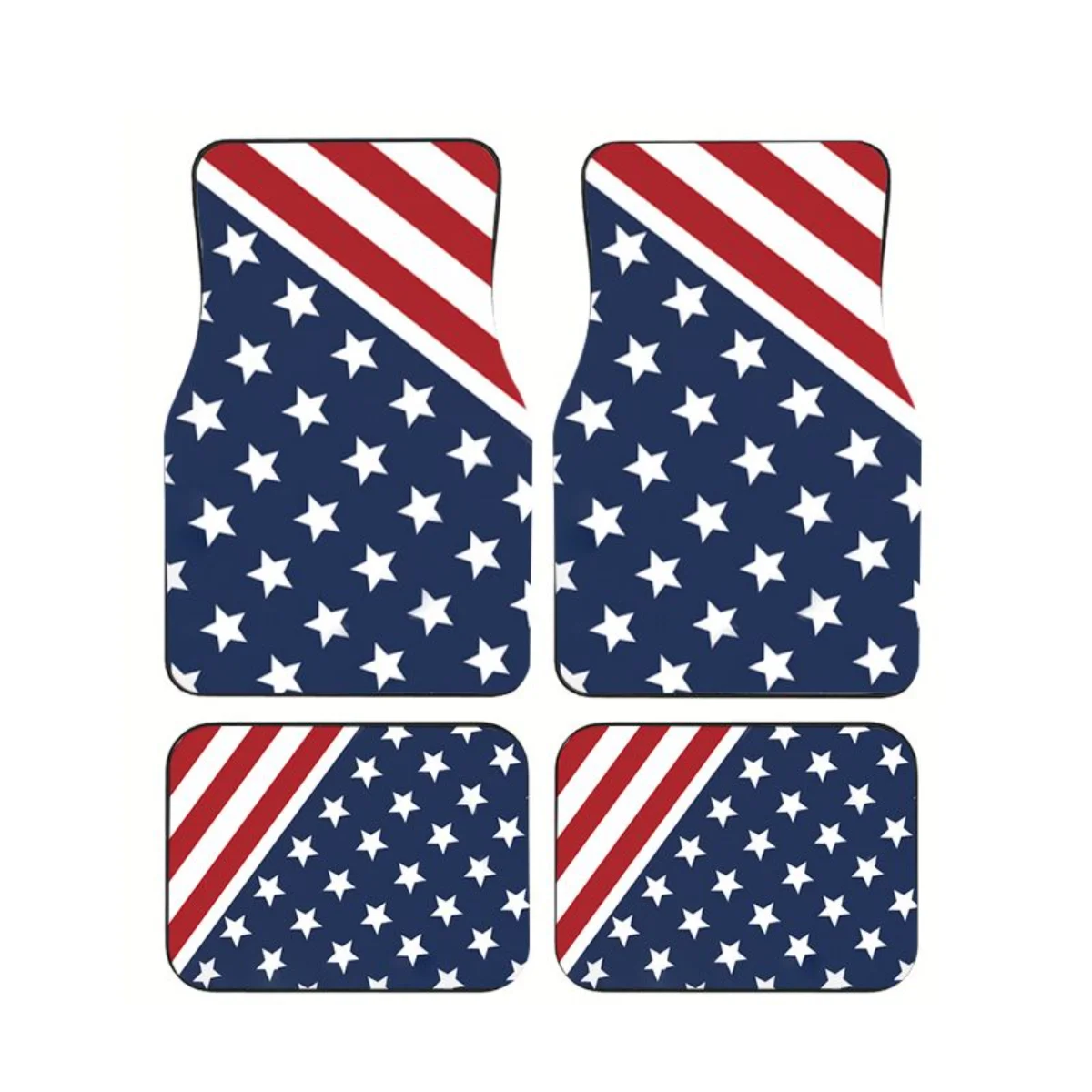 

USA American Flag Star Stripe Car Floor Mat 4PCS Universal US Flag Print Auto Foot Carpets Patriotic Parts Interior Accessories