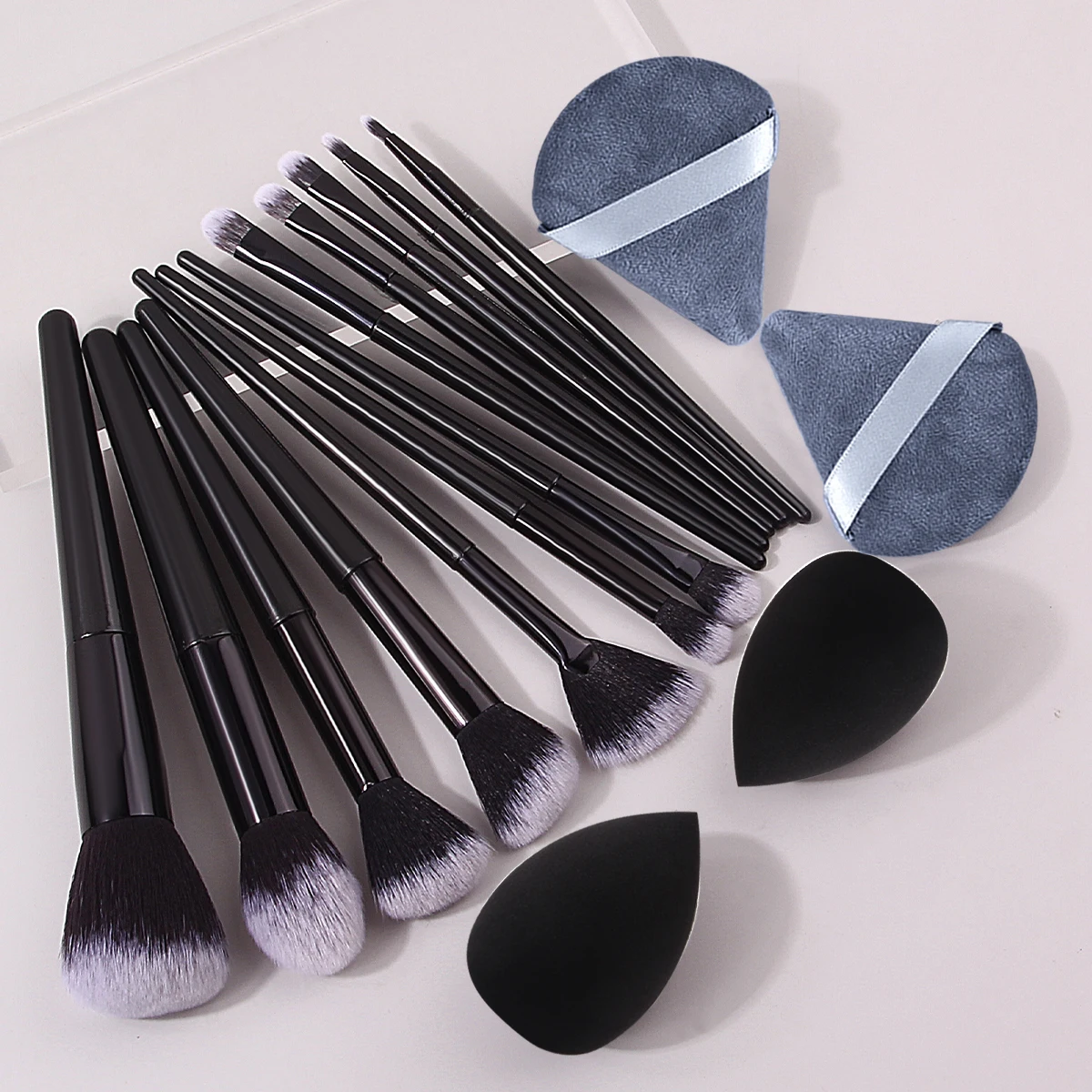 Juego de brochas de maquillaje multifuncionales súper prácticas, 16 Uds., sin polvo, huevo de belleza adhesivo/bujín de polvo triangular, herramientas de maquillaje
