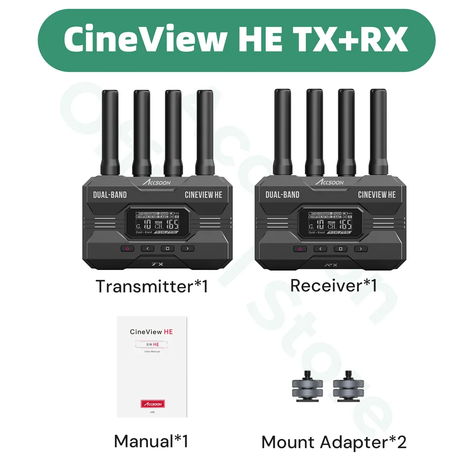 Accsoon CineView HE ワイヤレスビデオ送信機＆受信機、2.4+5GHz、UVC