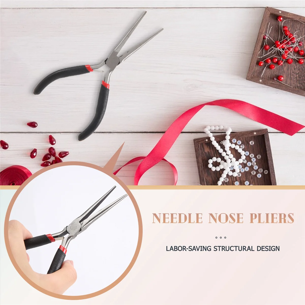 F-3C هدية مسطحة كماشة مدببة طويلة الأنف أداة مجوهرات الديكور 15 سم