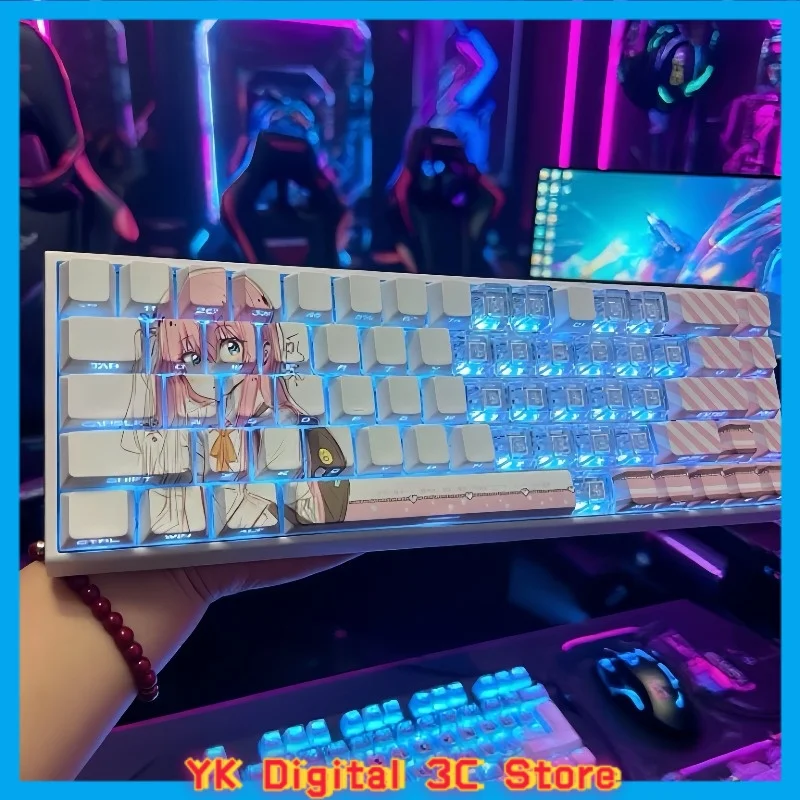 Hitori Gotoh Themed Anime Keycaps Mechanical Keyboard Original PBT Custom Cute Keycap PC Gaming Keyboard Accessories Collectible