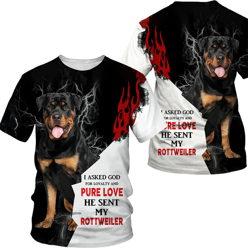 

Rottweiler Dog T Shirt 3d Pet Pit Bull Printed T-shirt Womens Clothing Funny Doggy Kids Tee Shirts Gym Tracksuit Sportwear Tops