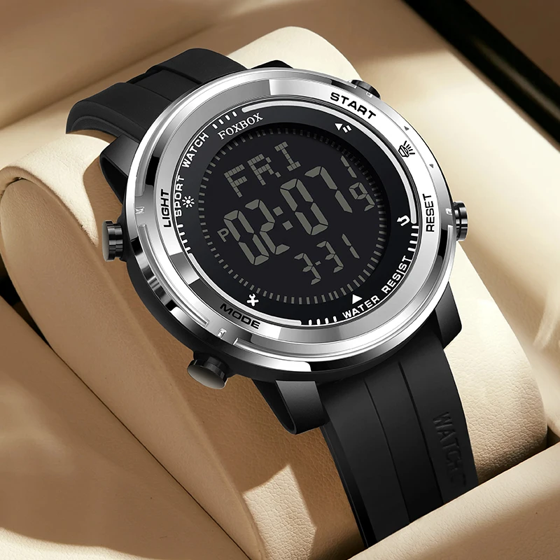 

FOXBOX повседневные спортивные электронные часы для мужчин, модные часы с цифровым дисплеем, многофункциональные водонепроницаемые мужские часы, подарок для мужчин