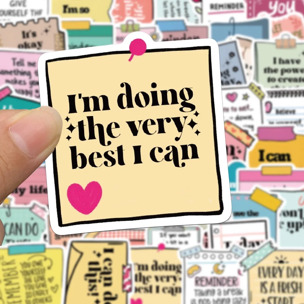 50Pcs Cute Motivational Words Test Stickers Inspirational Decals for School Teacher Student Stationery Notebook Diary Sticker