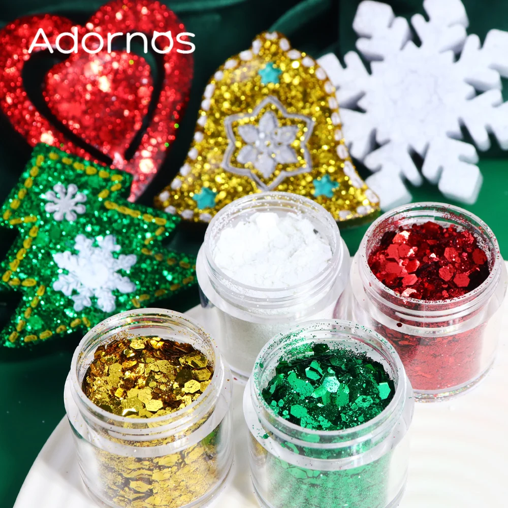 

4 шт., рождественские блестки, наполнитель из эпоксидной смолы, шестигранник, массивный блеск для шейкера из смолы, наполнитель для форм, рождественские подарки, аксессуары для самостоятельного изготовления