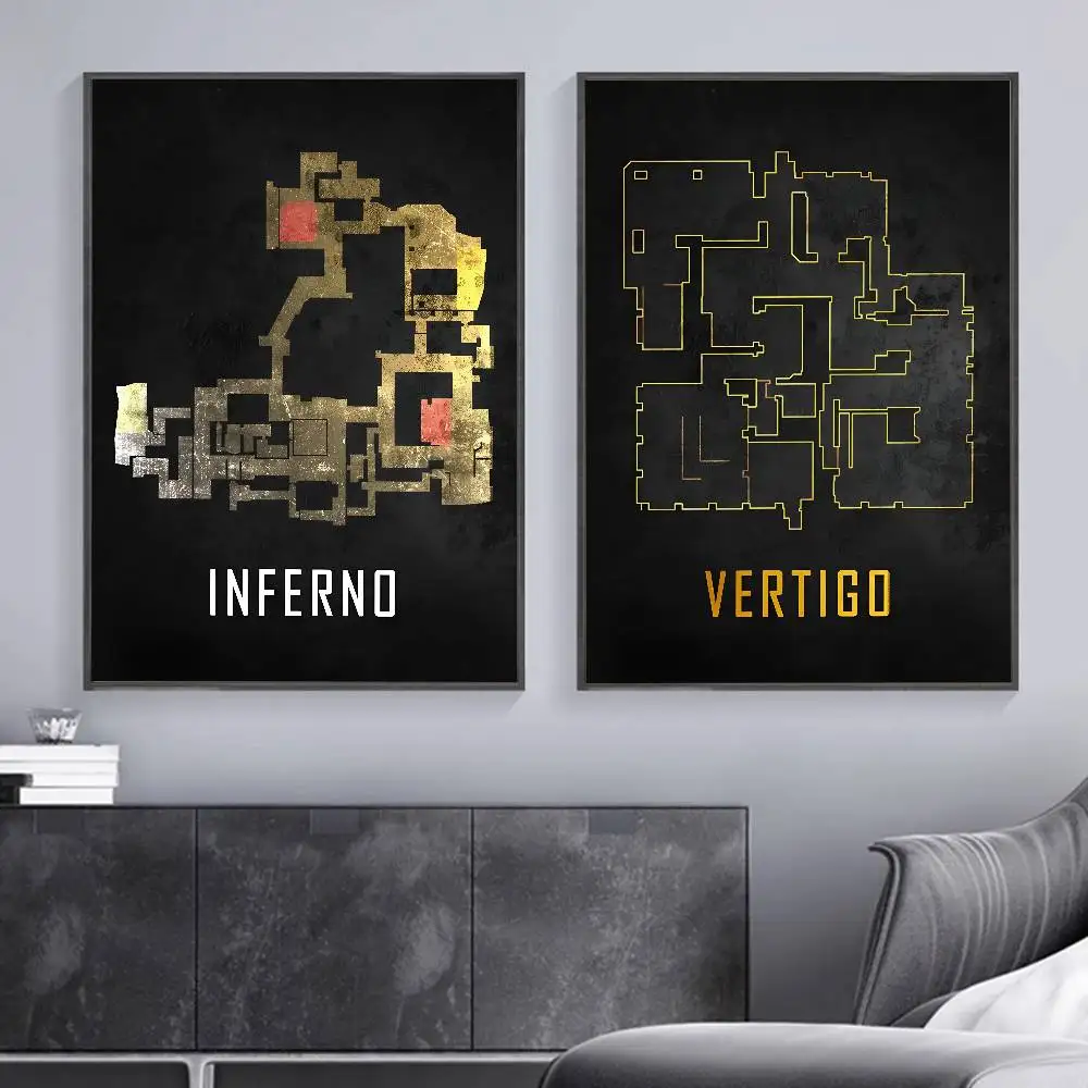 الكلاسيكية Cs2 خريطة ملصق ذاتية اللصق الفن للماء ورقة ملصق مقهى بار غرفة جدار ديكور #3