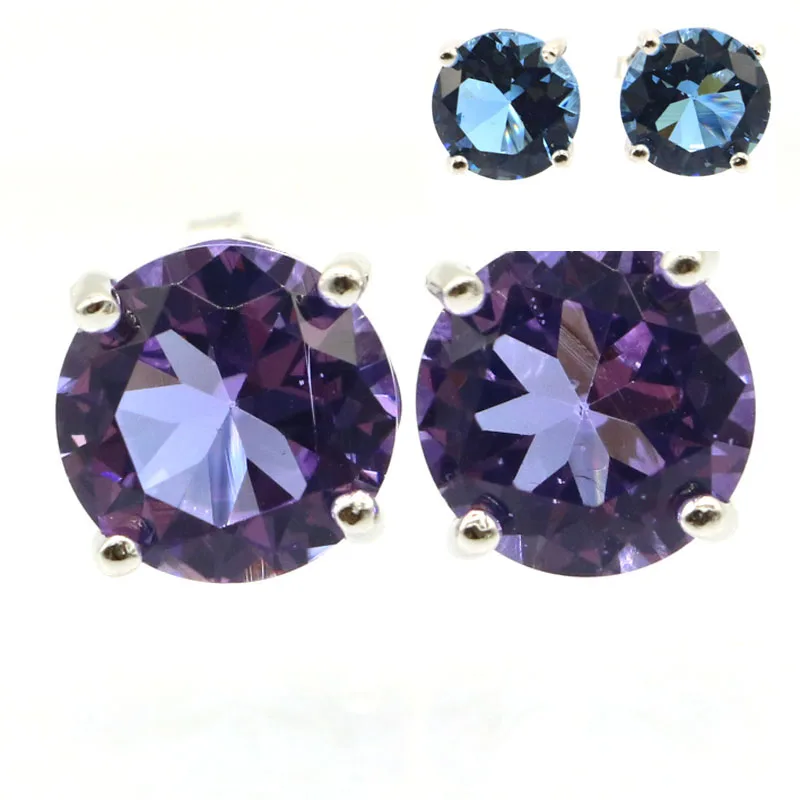 Buy 4 Get 1 Free 9x9mm Real Blue Sapphire Ruby Emerald Color Changing Zultanite Alexandrite Topaz Silver Earrings