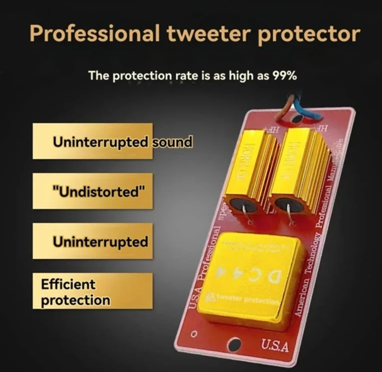 2 профессиональных защиты басов от ожогов, плата защиты тройных частот кроссовера, плата защиты высокочастотных динамиков