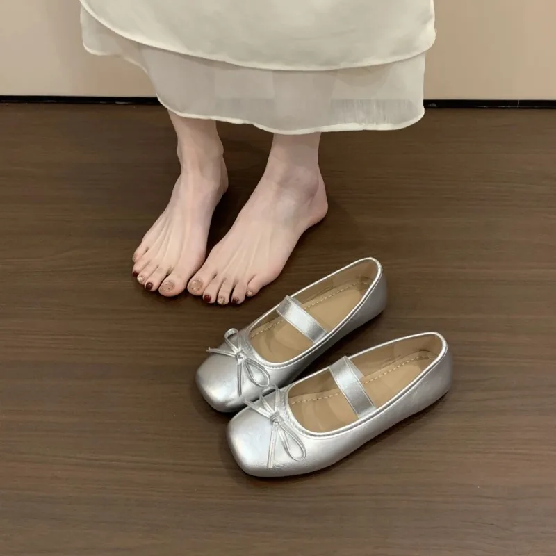 

New Women's Mary Jane Shoes Exquisite Square Head Shallow Casual Shoes for Woman French Flat Shoe Designer Shoes Zapatos Mujer