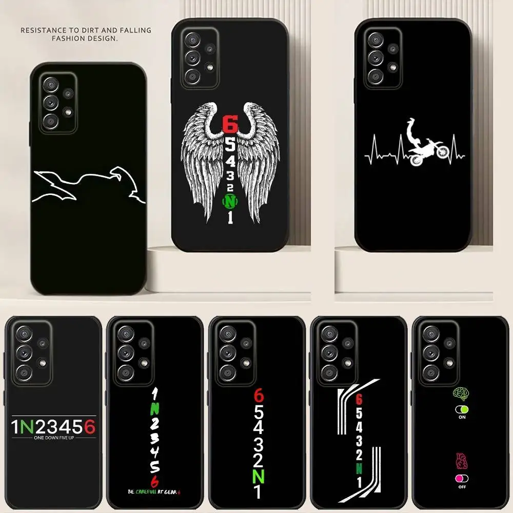 

1N23456 Motorcycle Phone Case For Samsung S24,21,22,23,30,Ultra,20,Plus,Note,10,9,Black soft silicone case