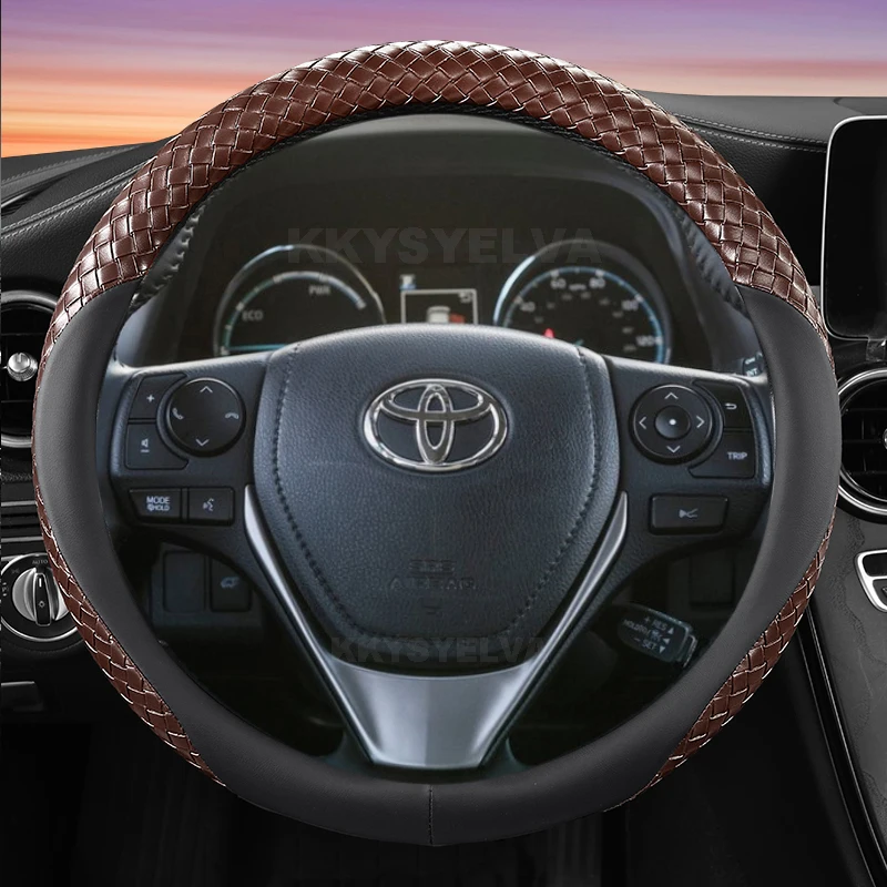 PU Leather Car Steering Wheel Cover For Toyota RAV4 2013-2019 Corolla 2013-2017 Scion iM 2016 Auris 2013-2016 Auto Accessories 5