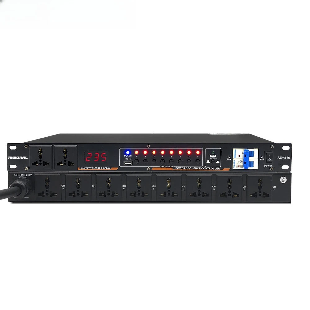 

8+2-way professional power sequencer stage power controller forward and reverse switching power supply with filter protection