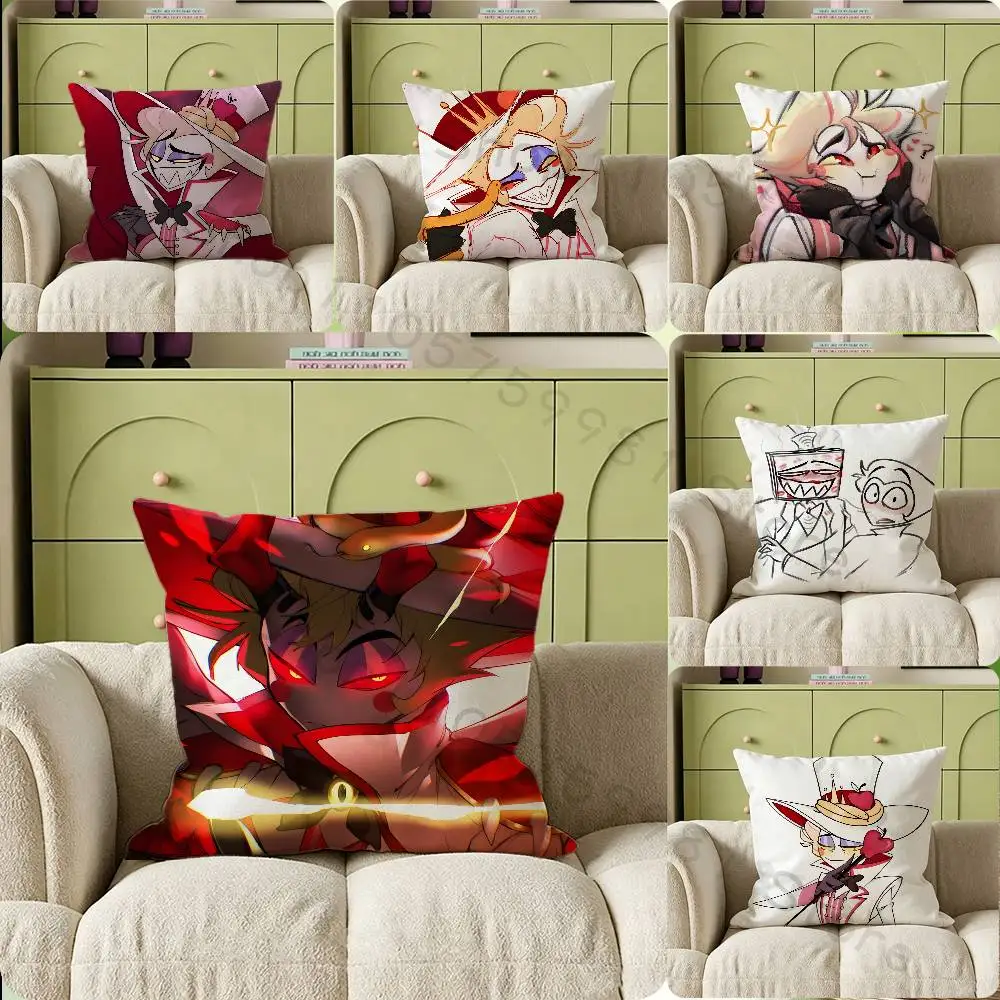 Hazbin Lucifer Morningstar Hotel Cartoon Printing Pillowcase Customized Pillow Cover for Sofa Home Decor