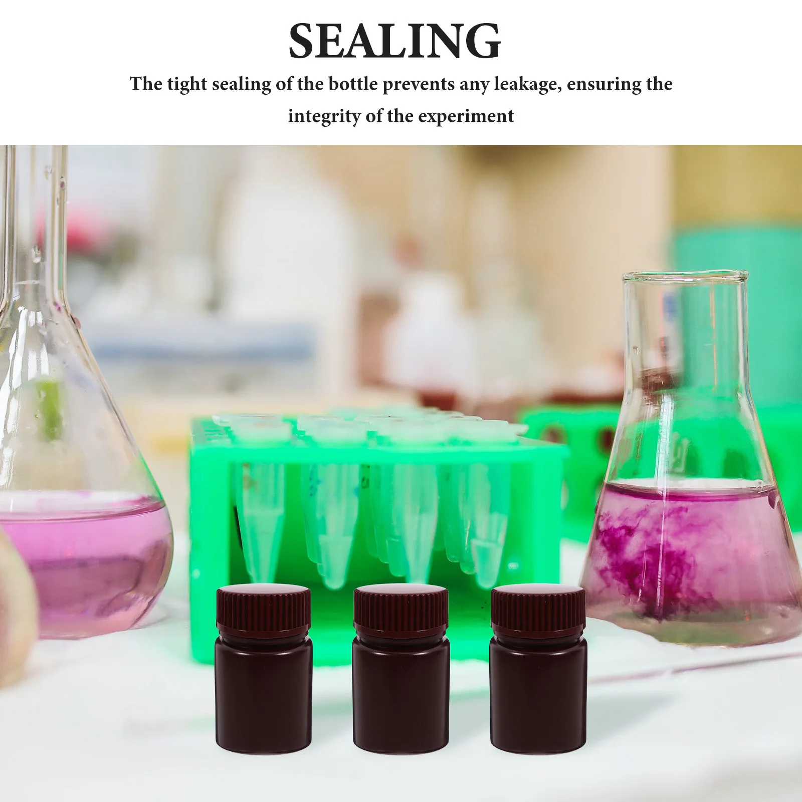 

6 Pcs Wide Mouth Bottle Reagent Laboratory Containers Round Sample Plastic Chemical Storage