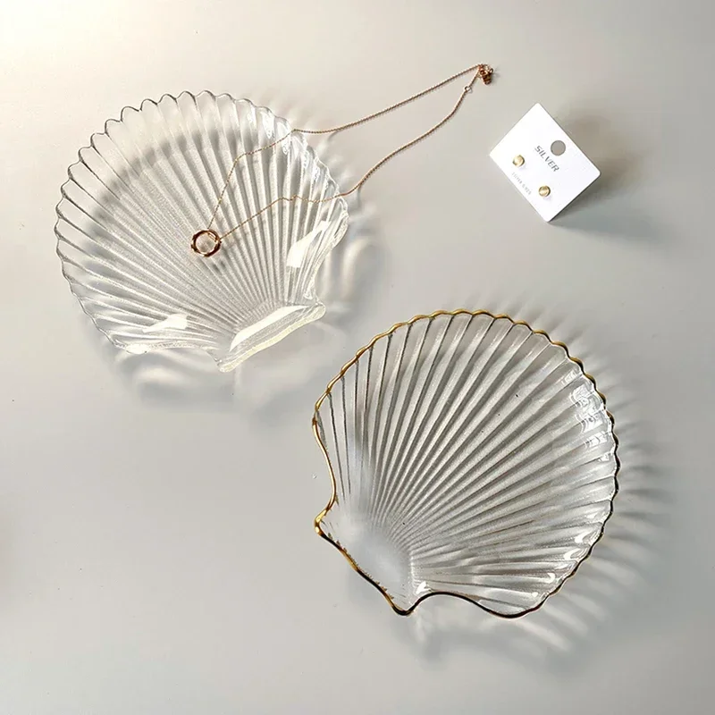 Jewelry Storage Trays Shell Plate Storage Trays Pure White Ceramic Storage Dishes Ring Earings Plate Home Decorative Tray