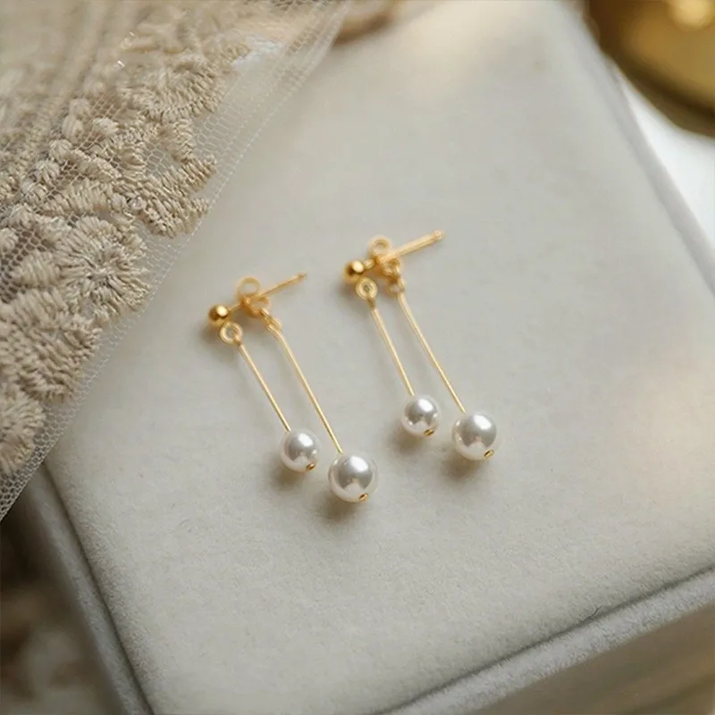 

Long Tassel Simulated Pearl Drop Earrings Without Piercing Cute No Hole Gold Color Resin Jewelry Ear Cuff Party Gift