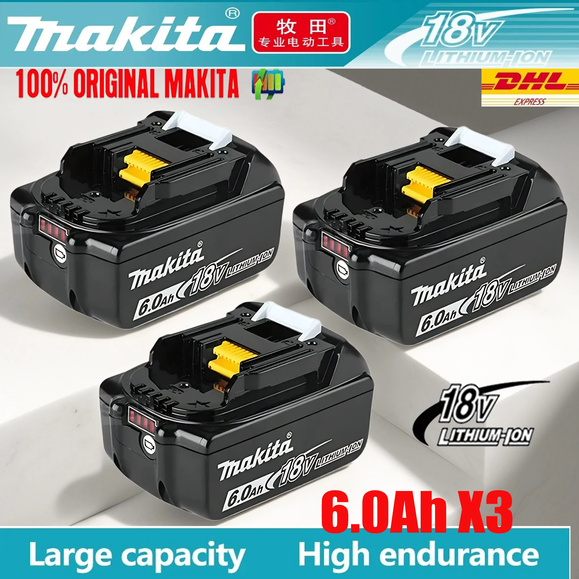 

100% original Makita battery power tool battery 18V6.0Ah,Makita LXT BL1860B BL1860BL1850 BL1830 Makita screwdriver,drill battery