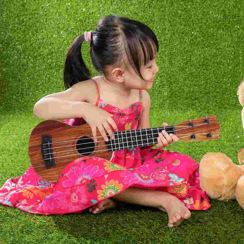 Ukulele drewniana gitara zabawka dla dzieci nauka muzyczna wczesna edukacja zabawki dla dziewczynek do modelu Mini Instrument edukacyjny zabawka