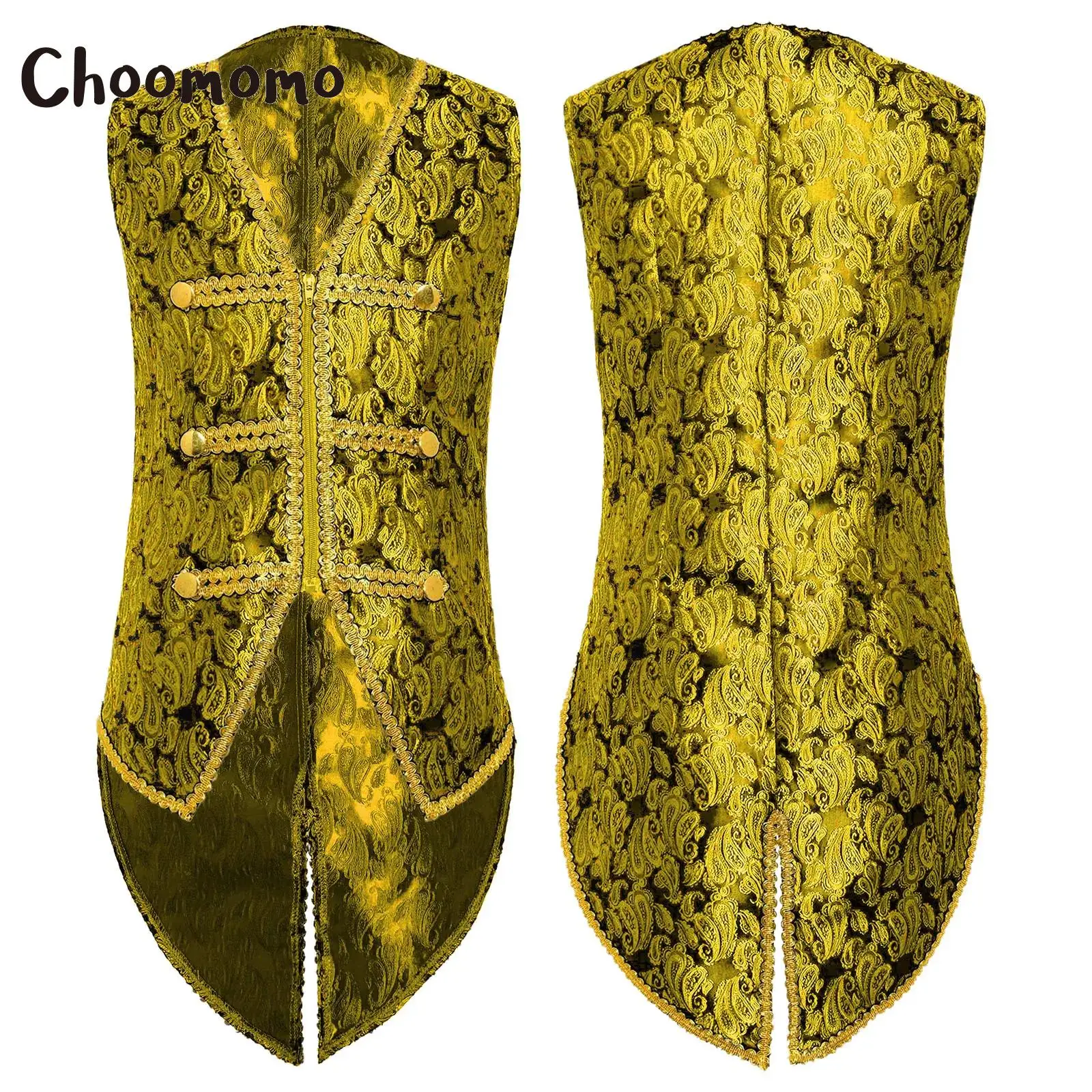 

Kids Boys Victorian Medieval Renaissance Costume Halloween Cosplay Vest Tailcoat Vintage Waistcoat Steampunk Embroidery Outfit