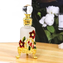 12ml Arab Patented Morning glory Flower Metal Perfume Bottle Essential Oil Attar Glass Refillable Bottles Factory Outlet#12202