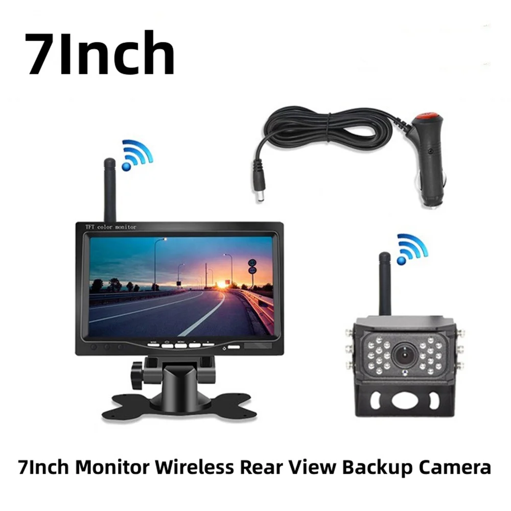 

7Inch Monitor Wireless Rear View Backup Camera Night Vision System for Car RV Truck Bus