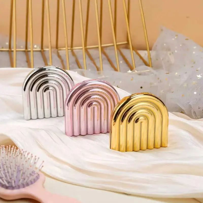 مرآة مكياج قابلة للطي، مرآة بلاستيكية محمولة مزدوجة الجانب، مرآة صغيرة لسطح المكتب مع تصميم إبداعي #3