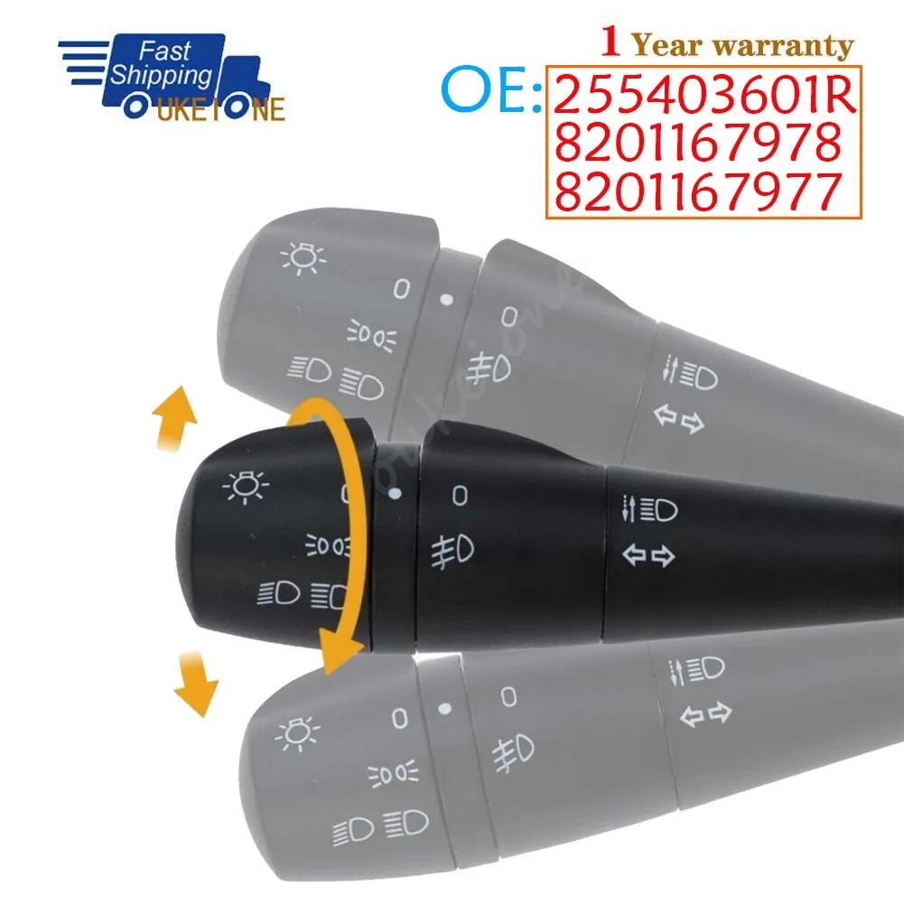 For Renault Clio Logan Stepway Dacia Duster Logan Headlight Steering Column Switch Button 82011-67978 255403601R 82011-67977