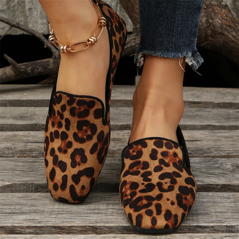 Spring and Autumn New Fashionable, Comfortable, Elegant Casual Leopard Print Wear-Resistant Single Shoes for Women