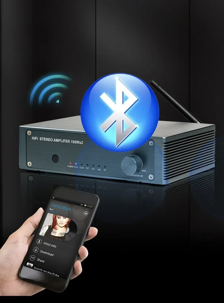 2026 200 Watts Bt V5.0 Stereo Audio Receiver Amplifier 2.0 CH Mini Hi-Fi Class D TDA3116 Integrated Amp for Home Passive Speaker