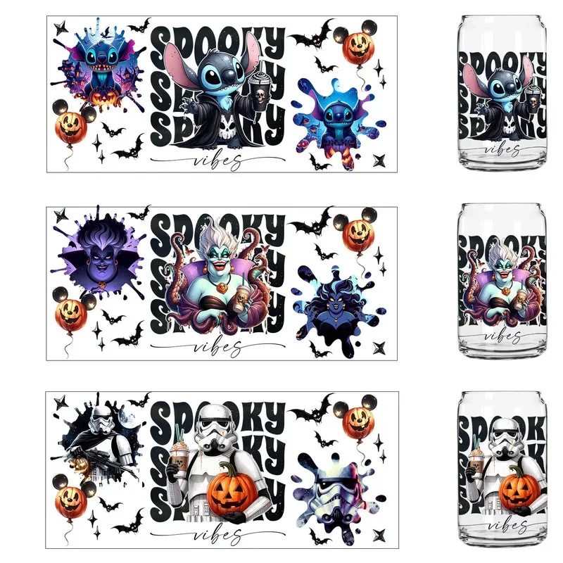 

30 Style Halloween Spooky Cartoon Vibe UV Sticker DIY Decals 3D transfers uvdtf tumbler seal stickers 16oz uv dtf cup wraps