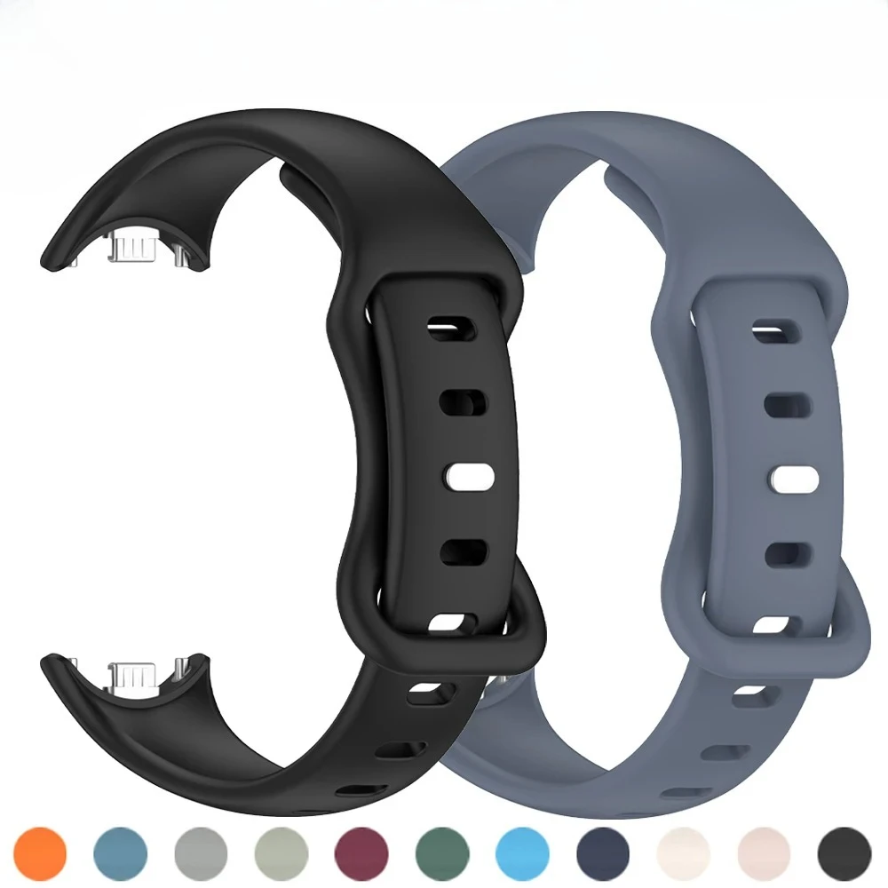 Einfarbiges Silikon-Sportarmband mit Schmetterlingsverschluss für Xiaomi Mi Band 10/9/8 Silikon-Metallkopf-Armband