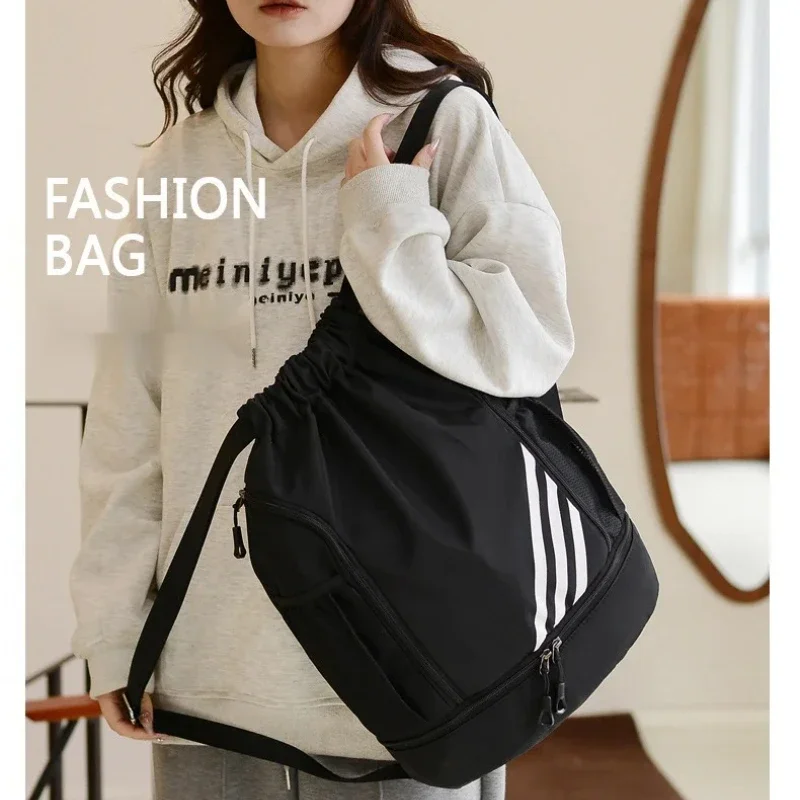 TINSOL New Hot Sale Softback Drawstring Rucksack Large Capacity Quick Dry Separate Pockets Swimming Basketball Bag Men Women