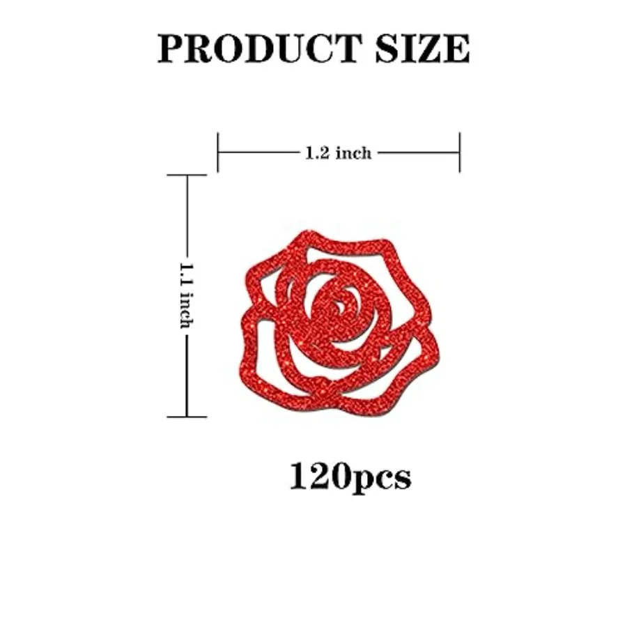 Coriandoli con fiori di rosa Glitter rossi Donne Mamma Compleanno Tavolo Coriandoli Matrimonio Anniversario Carta Scatter Fidanzamento Spettacolo Amore Festa T