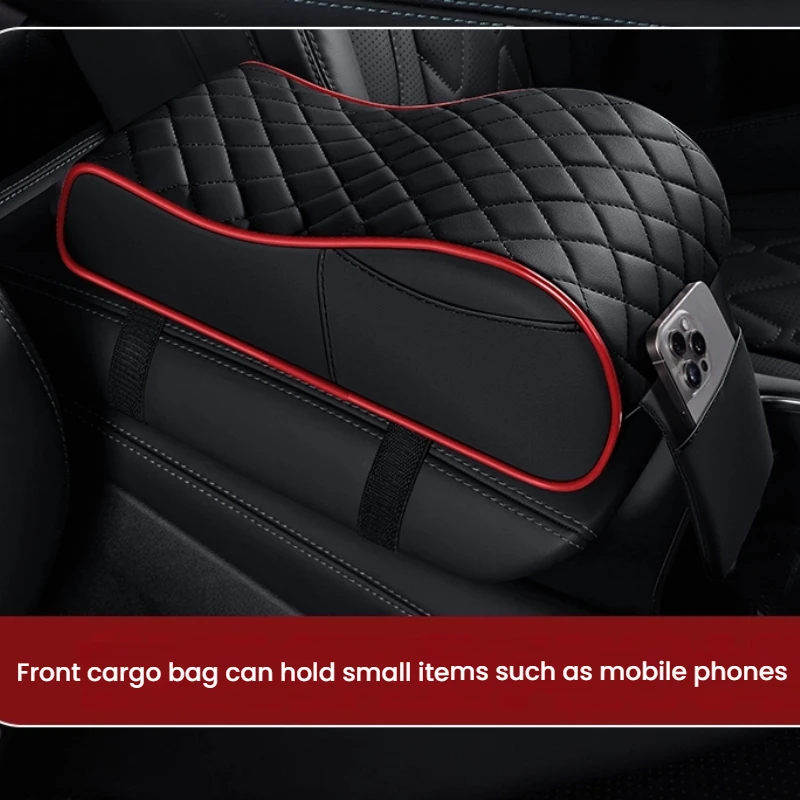 Geschwungene PU-Leder Auto Mittelkonsole Armlehnenauflage Stützpolster Armlehnenbox Schutzpolster Kleine Aufbewahrungstasche – Detail 7