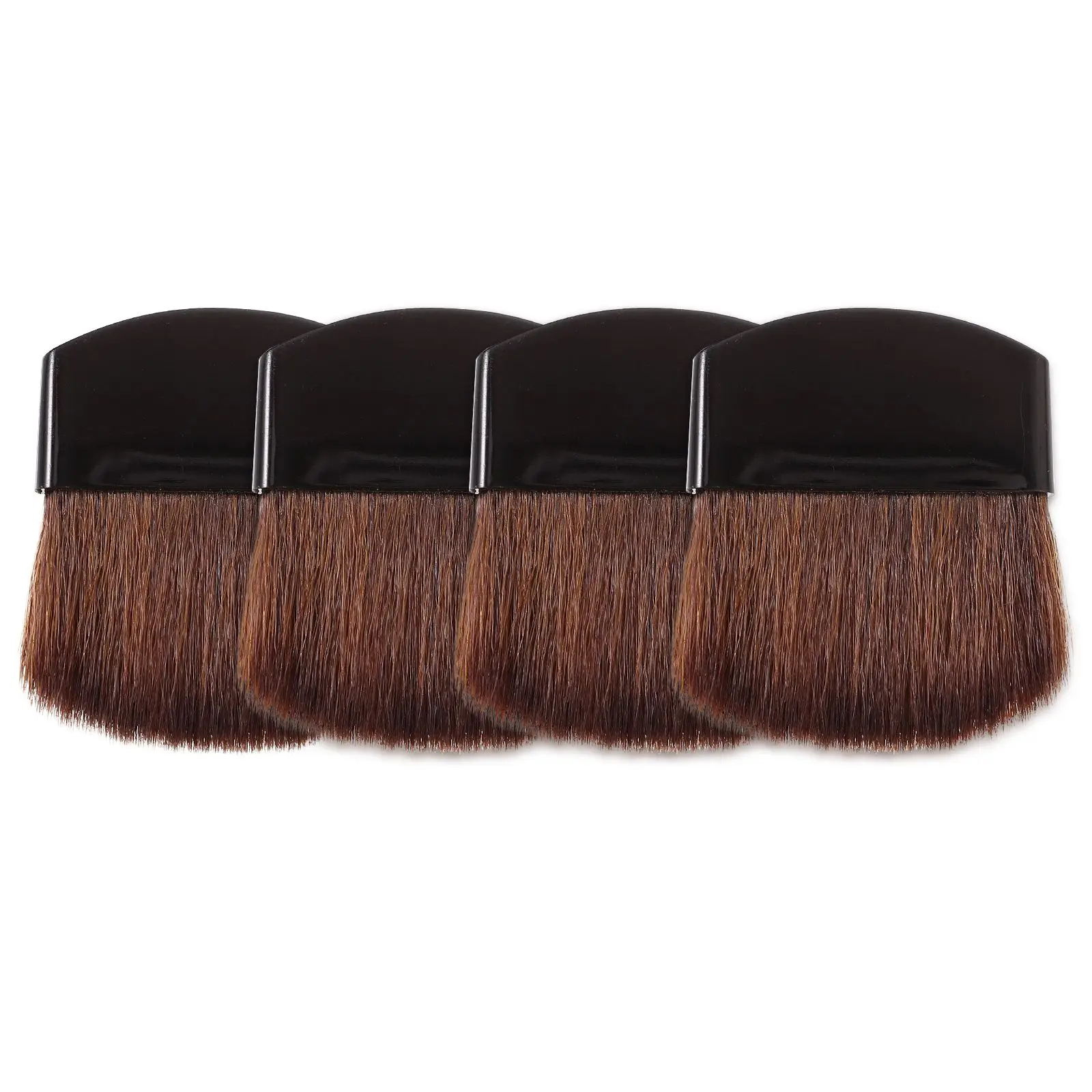 

4pcs Makeup Brushes Half Circle Square Thin Slice Flat Blush Mini Cosmetics Brush Black Handle Brown Hair Small Size Easy