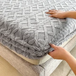 Drap-housse en taffetas épais, housse de protection de matelas pour chambre à coucher, housse de lit anti-poussière, literie non ald en relief, chaud pour l'hiver