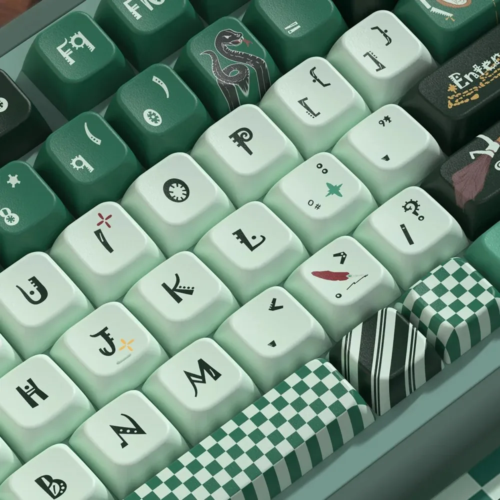 SLYTHERIN موضوع الكرز/MDA الملف الشخصي لوحة المفاتيح الميكانيكية أغطية المفاتيح 7U ISO الكرتون شخصية Keycap للمهووسين والاعبين