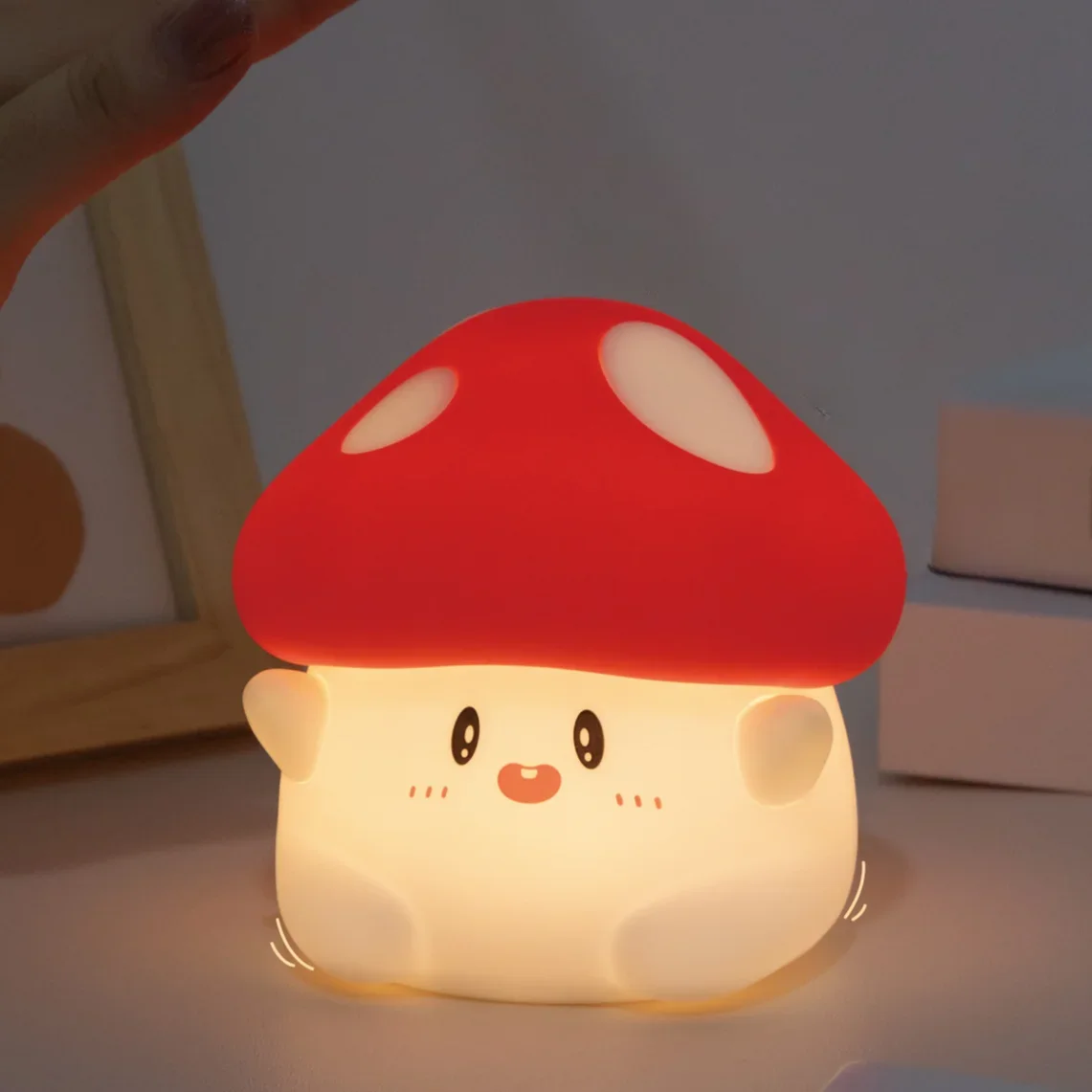 Mushroom Nightlight USB Charging With Two Brightness Levels, Silicone Patting Light Cute Bedhead Timer LED Atmosphere Light