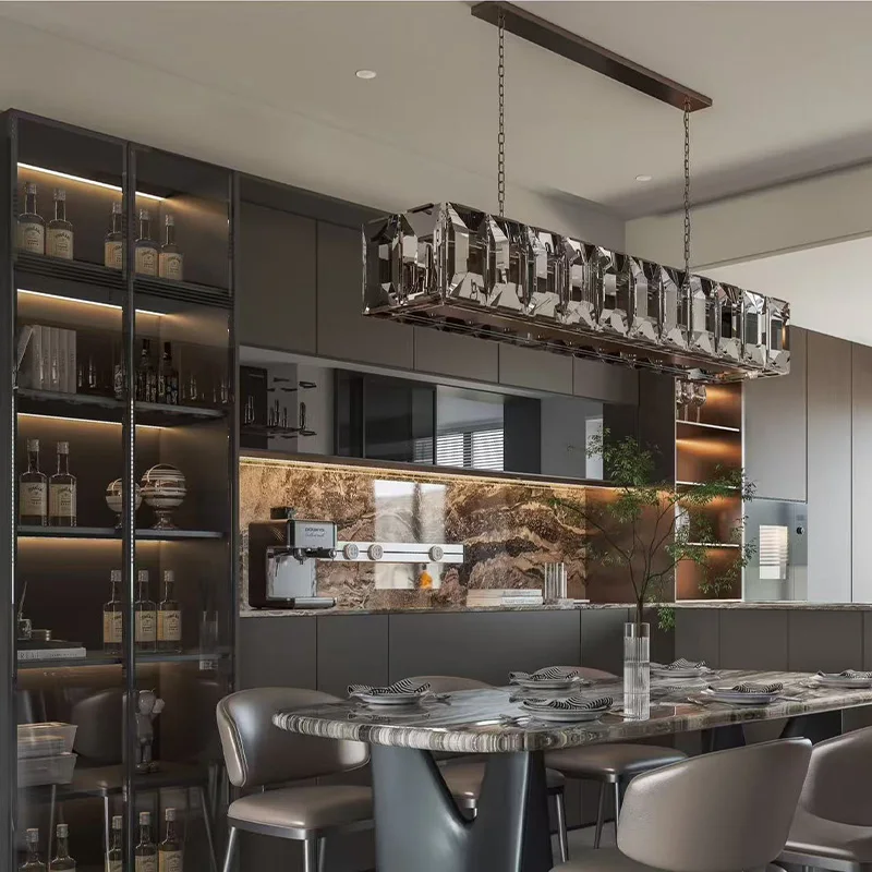 

Современная потолочная люстра для столовой с хрустальным блеском, фурнитура подвесной светильник для гостиной, освещение виллы