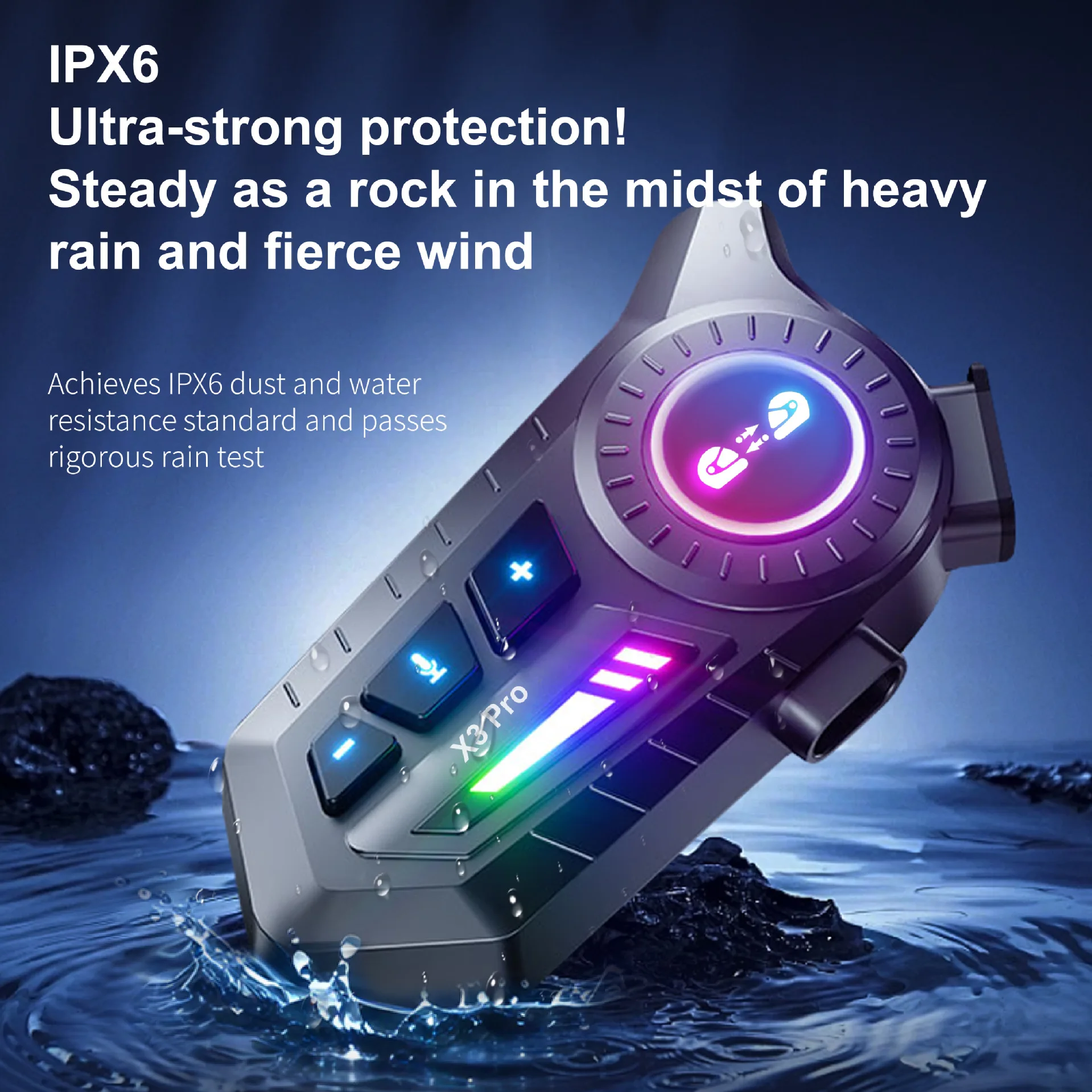 X3/X3PRO Intercom Bluetooth 5.4 Helmet Headset Wireless Hands-free Call Motorcycle Waterproof Earphone Music Player Speaker