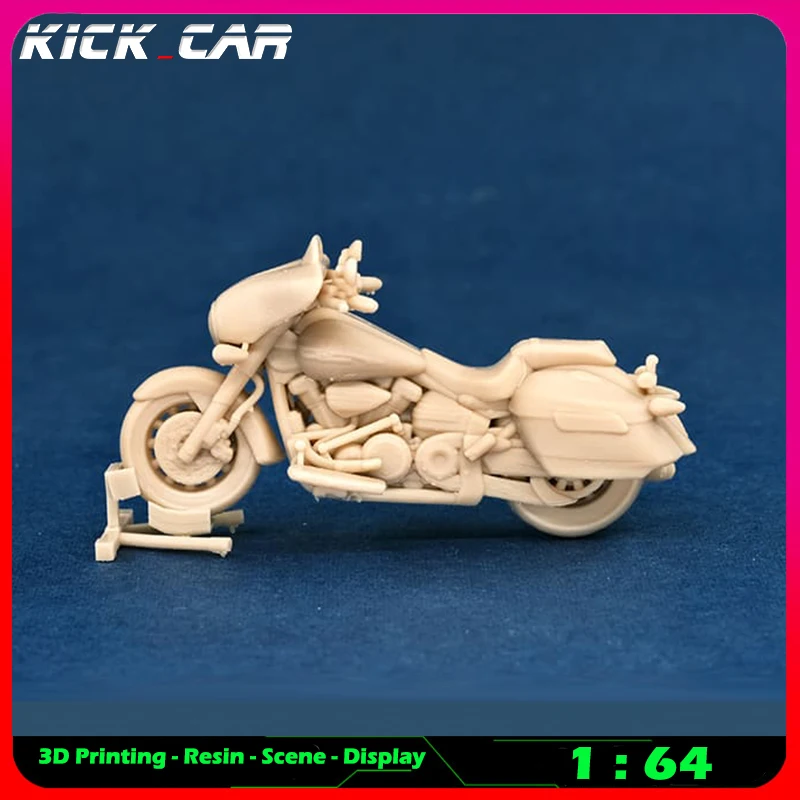 Kicarmod 1/64 Motorrad (ohne Jiffy-Ständer) Modellauto Diorama ungefärbtes Harz Garage Szene Dekoration Simulation Szene Spielzeug – Detail 1